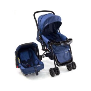 Carrinho de Bebê + Bebê Conforto Cosco - Azul Rajado