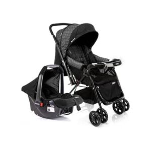 Carrinho de Bebê + Bebê Conforto Cosco - Preto Rajado